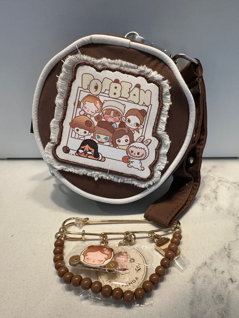 Sunday Claim Sale - Popmart coffee series wristlet bag with SKULLPANDA enamel charm