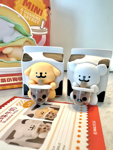 Sunday Claim Sale - Maltese cute pair milky boba bubble tea