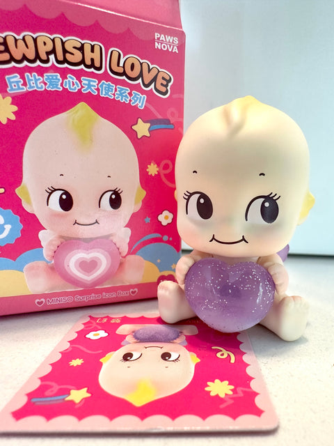 Sunday Claim Sale - Kewpish Pie Baby with purple glitter heart "dreamy"