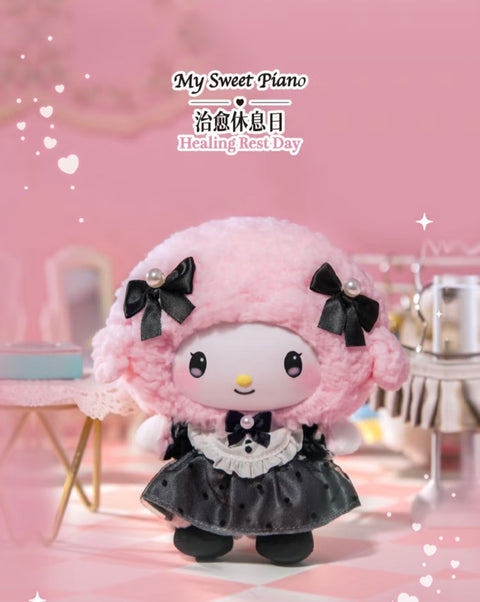 TopToy Sanrio Kuromi, My Melody and My Sweet Piano Sister Outfit Latte Plush Hanger Blind Box Series