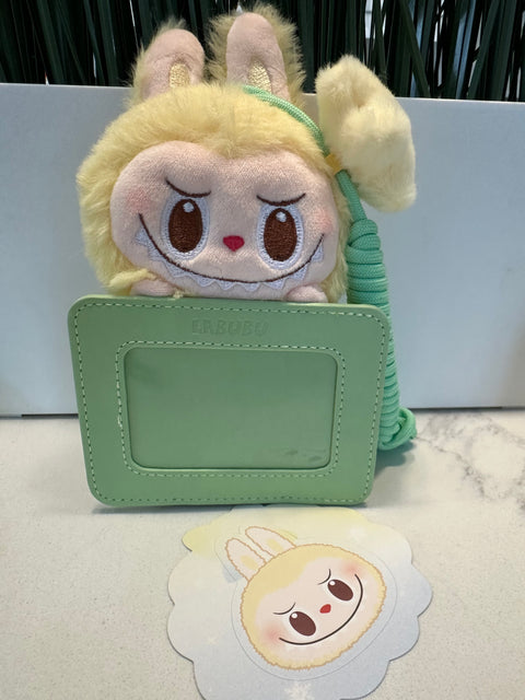 Sunday Claim Sale - Labubu Card Holder Yellow Green Plush Charm