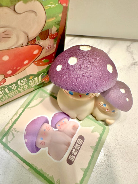 Sunday Claim Sale - Purple Mushroom  Kitty Mommy and Baby